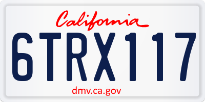 CA license plate 6TRX117