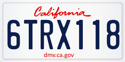 CA license plate 6TRX118