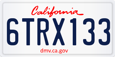 CA license plate 6TRX133