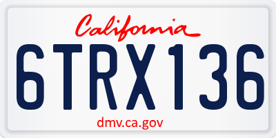 CA license plate 6TRX136