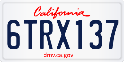 CA license plate 6TRX137