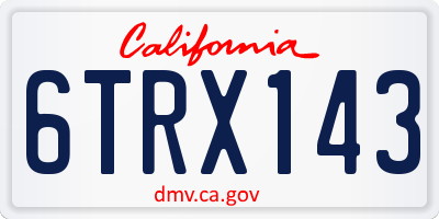 CA license plate 6TRX143