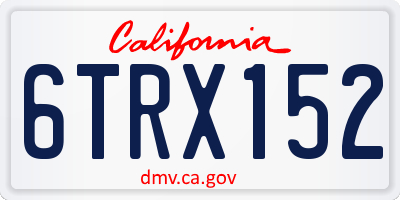 CA license plate 6TRX152