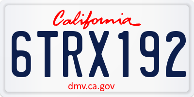 CA license plate 6TRX192