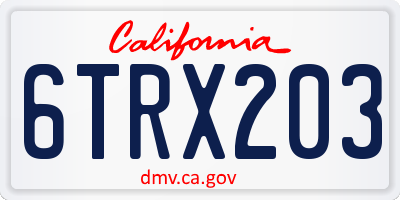 CA license plate 6TRX203