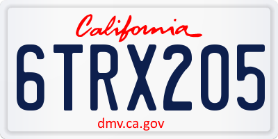 CA license plate 6TRX205