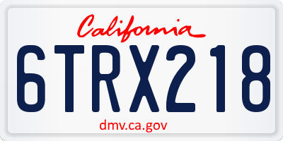 CA license plate 6TRX218