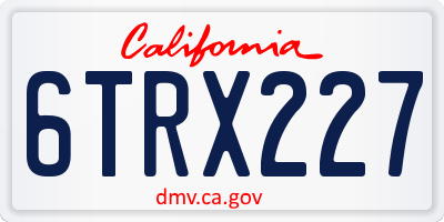 CA license plate 6TRX227
