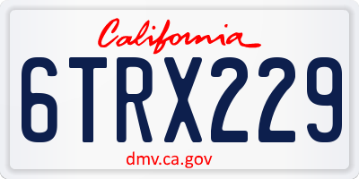 CA license plate 6TRX229