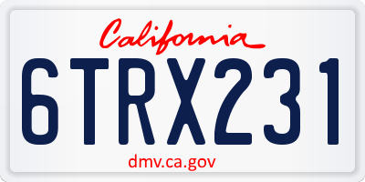 CA license plate 6TRX231