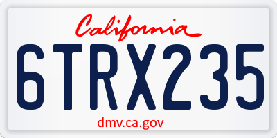 CA license plate 6TRX235