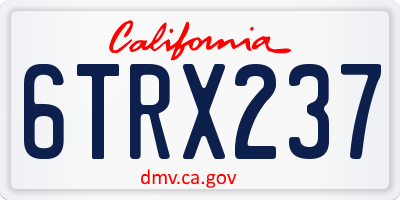 CA license plate 6TRX237