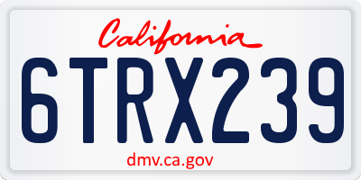 CA license plate 6TRX239