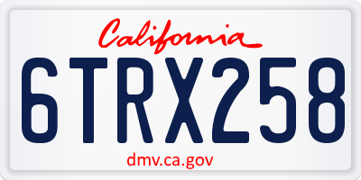CA license plate 6TRX258