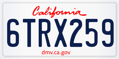 CA license plate 6TRX259