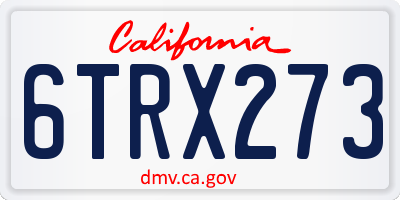 CA license plate 6TRX273