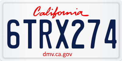 CA license plate 6TRX274