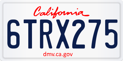 CA license plate 6TRX275