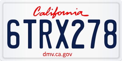 CA license plate 6TRX278
