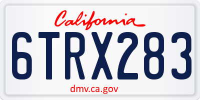 CA license plate 6TRX283