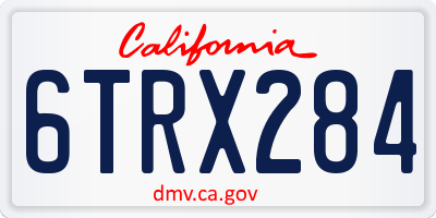 CA license plate 6TRX284