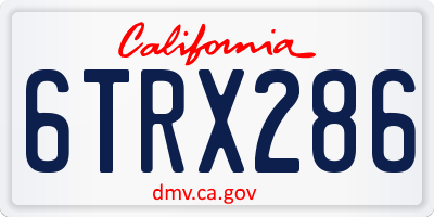 CA license plate 6TRX286