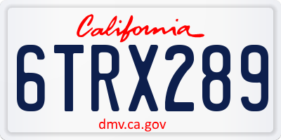 CA license plate 6TRX289