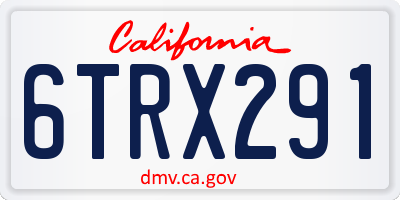 CA license plate 6TRX291