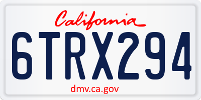 CA license plate 6TRX294