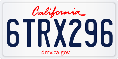 CA license plate 6TRX296