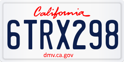 CA license plate 6TRX298