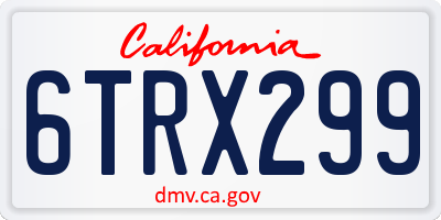 CA license plate 6TRX299