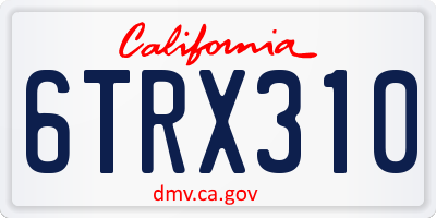 CA license plate 6TRX310