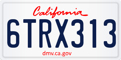 CA license plate 6TRX313