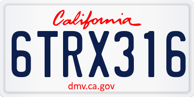 CA license plate 6TRX316