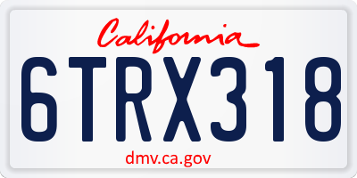 CA license plate 6TRX318