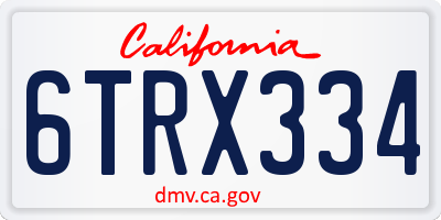 CA license plate 6TRX334