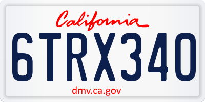CA license plate 6TRX340