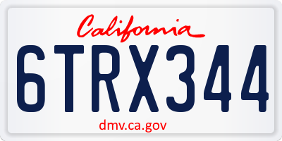 CA license plate 6TRX344