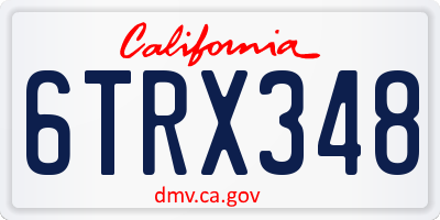 CA license plate 6TRX348