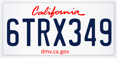 CA license plate 6TRX349