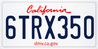 CA license plate 6TRX350
