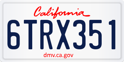 CA license plate 6TRX351