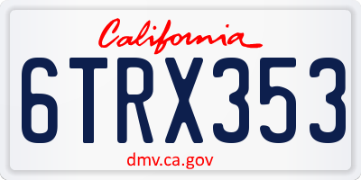 CA license plate 6TRX353