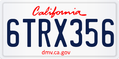 CA license plate 6TRX356