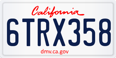 CA license plate 6TRX358