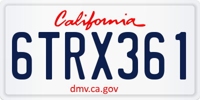 CA license plate 6TRX361