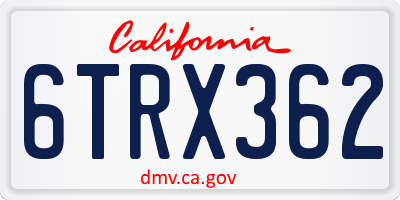 CA license plate 6TRX362