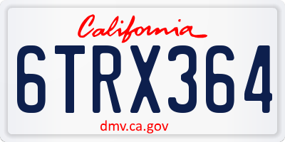 CA license plate 6TRX364
