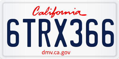 CA license plate 6TRX366